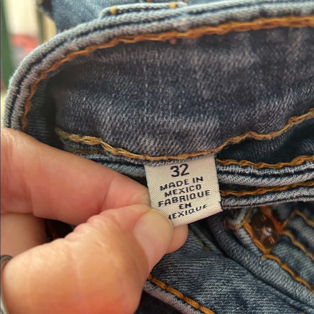 True Religion Blue Denim Jeans with Contrast Stitching Ankle/cropped - Picture 4 of 8